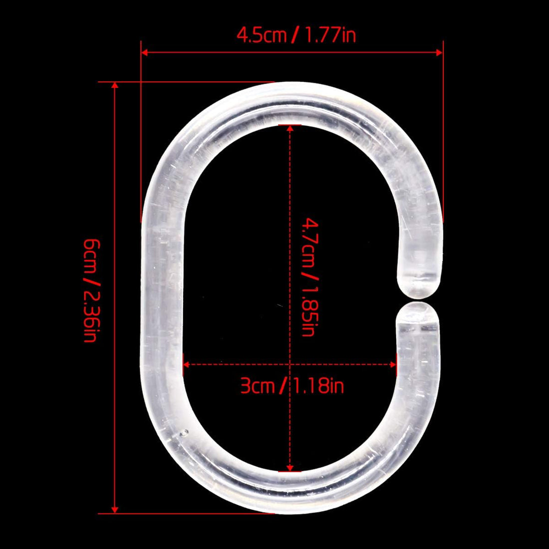 Vortaz Shower Curtain Rings Plastic Clear 24 Pcs