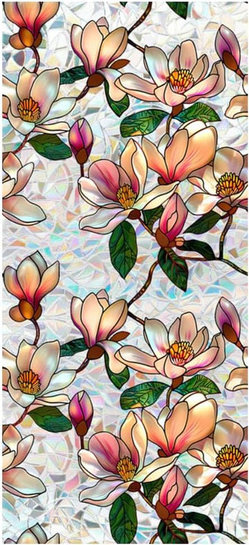 Vortaz Retro Magnolia Window Privacy Film Static Cling 43x100cm