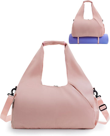 Gym Bag for Women with Shoe Compartment Yoga Mat Holder Wet Pocket