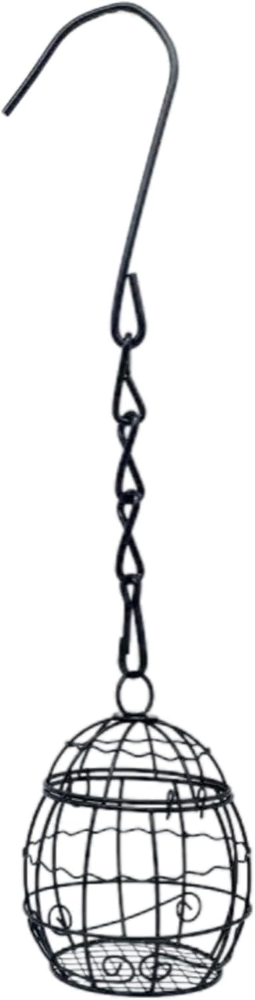 Hanging Bird Nesting Ball Feeder Metal Flip-Top Weather-Resistant Garden Black Large