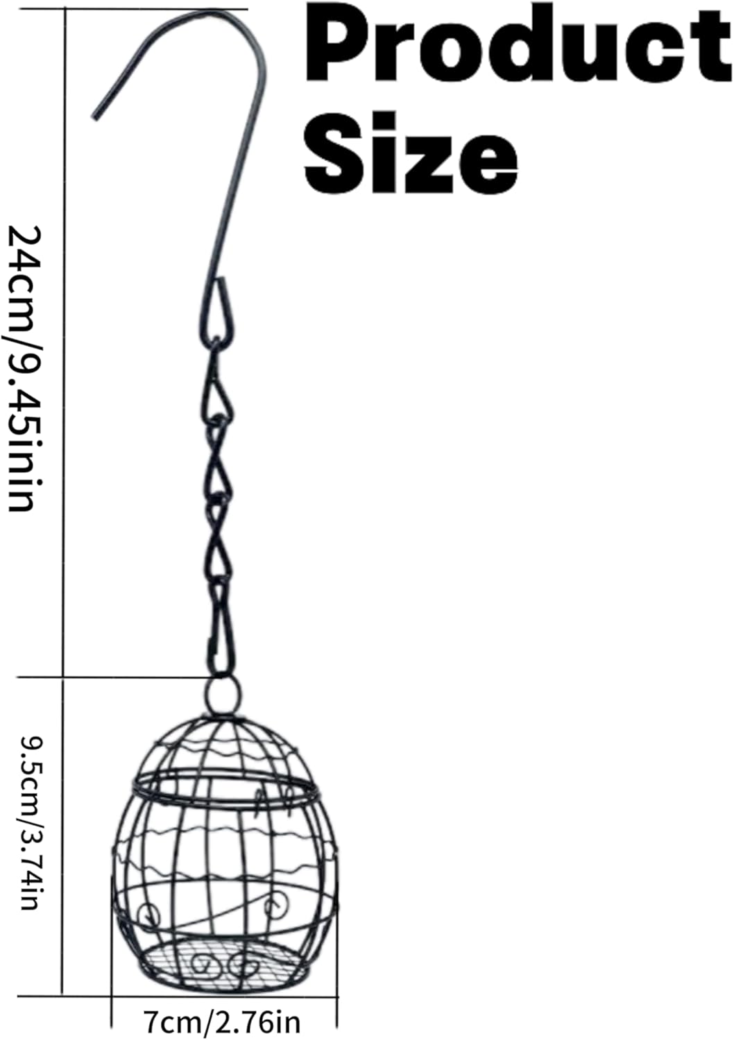 Hanging Bird Nesting Ball Feeder Metal Flip-Top Weather-Resistant Garden Black Large