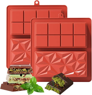 Silicone Chocolate Bar Mold Set 2-Piece Deep Non-Stick 8.3x7.5in