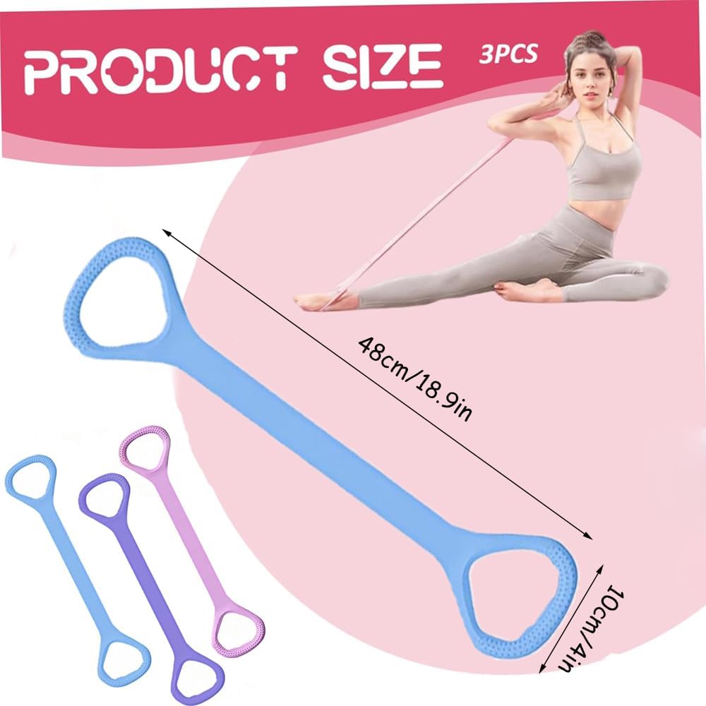3-Pack Figure 8 Resistance Band Set for Full Body Strength Training