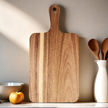Acacia Wood Cutting Board with Handle Reversible Charcuterie Board