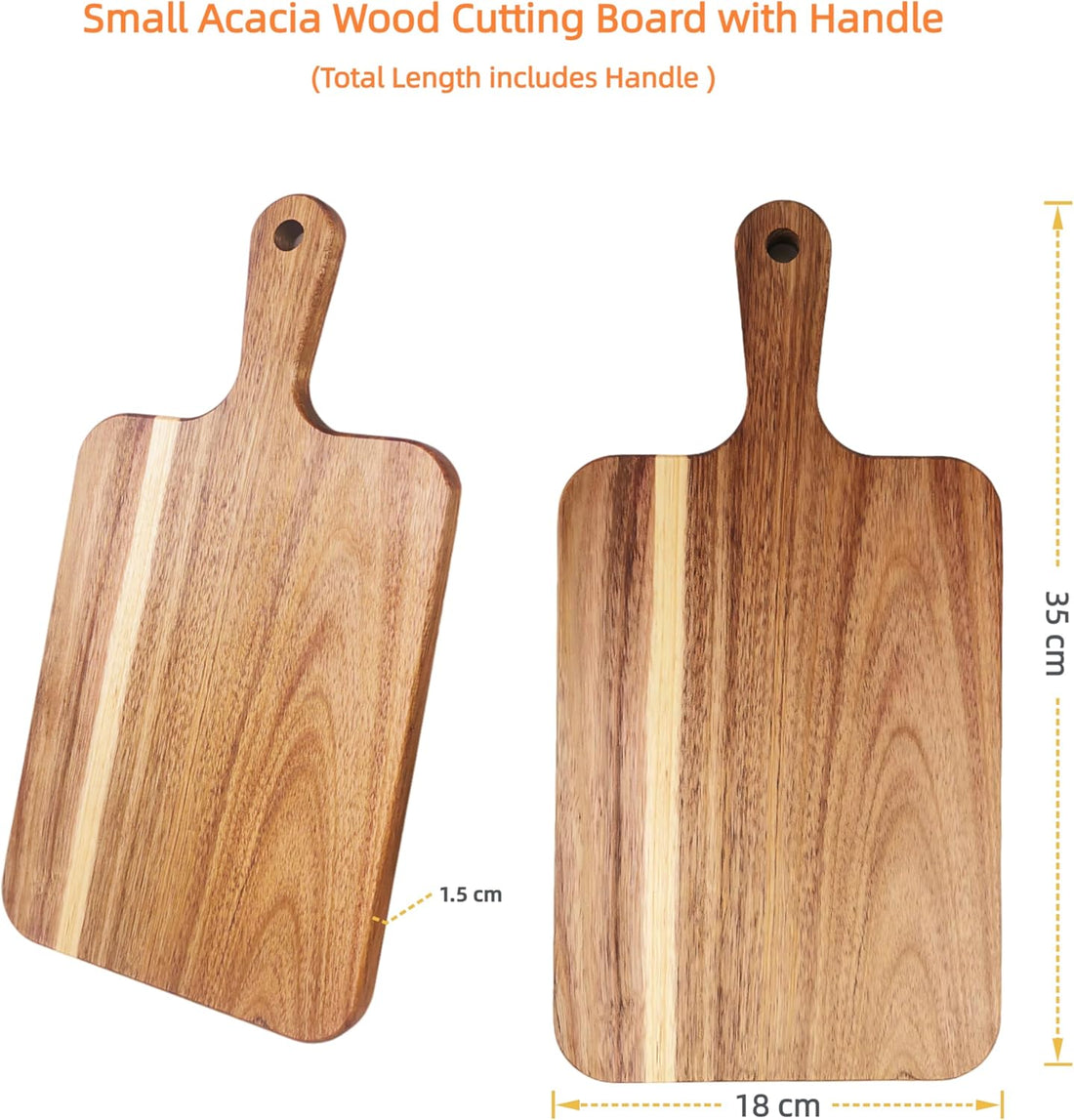 Acacia Wood Cutting Board with Handle Reversible Charcuterie Board