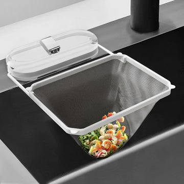 Kitchen Sink Strainer Basket with 100 Mesh Bags Foldable