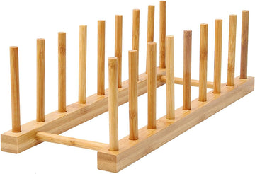 Wooden Dish Rack 8 Slots Vertical Plate Rack Bamboo