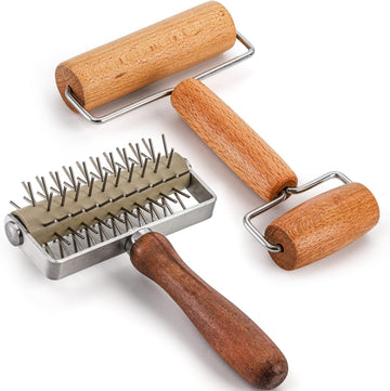 Stainless Steel Pizza Dough Roller and Docker Set 105 Pins Food Grade