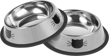 Stainless Steel Cat Bowl 2 Pack Non Slip 7oz