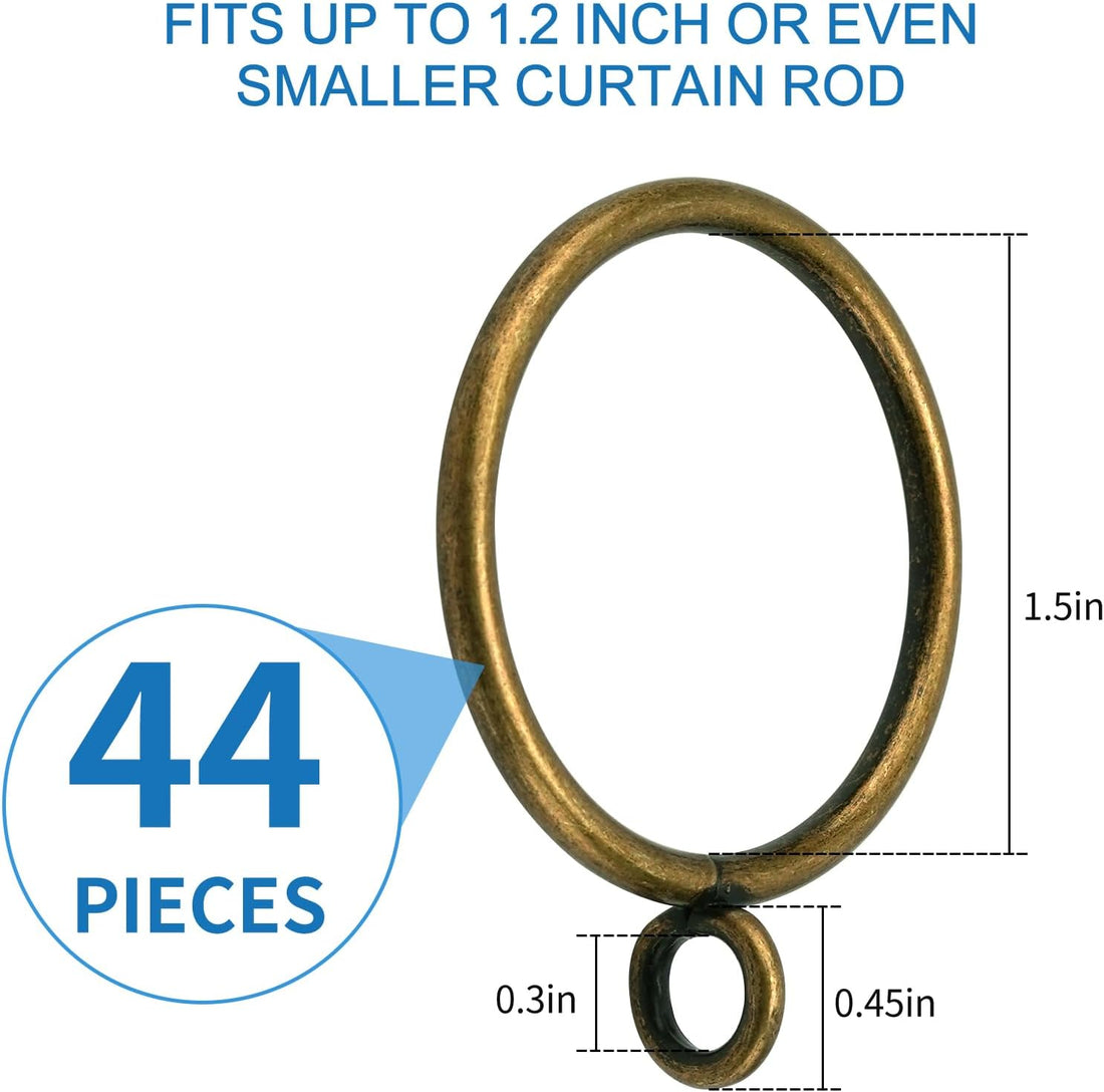 Vortaz Bronze Curtain Rings with Eyelets 44-Pack Iron Heavy Duty