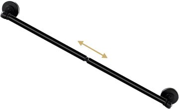 Vortaz Magnetic Door Curtain Rod Adjustable 16-28in Black