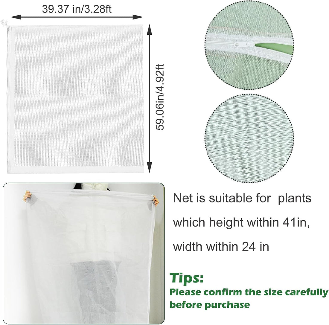 Zip-Up Plant Bird Netting Covers 3-Pack 1x1.5m Mesh Protection for Blueberry Bushes