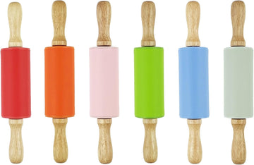 Mini Kids Rolling Pin Set 6-Pack Food Grade Silicone 9 Inch