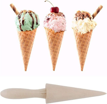 Wooden Ice Cream Cone Mold Roller Reusable 9.1 Inch