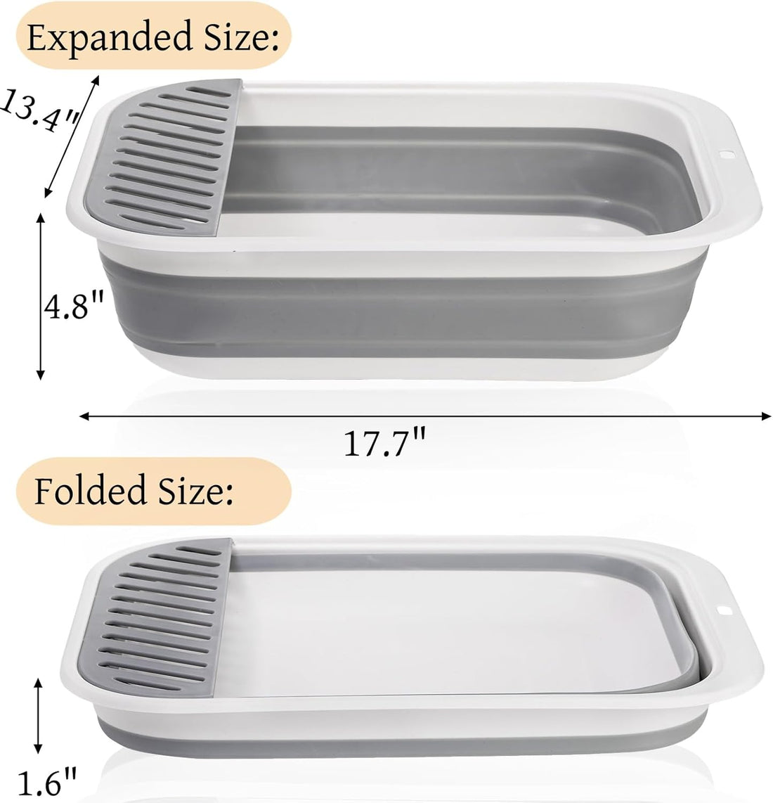 Collapsible Cat Litter Box Foldable Travel Potty with Scoop Grey