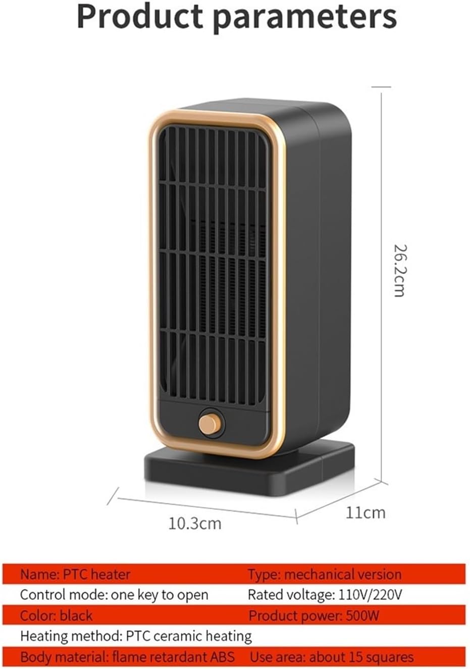 Ceramic Fan Heater 500W Portable for Bedrooms Offices