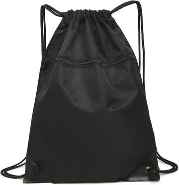Waterproof Drawstring Sports Bag with External Pocket 45x35cm