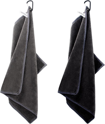 2-Pack Microfiber Golf Towels with Carabiner Quick-Dry