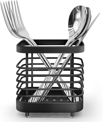 Vortaz 304 Stainless Steel Utensil Holder Black Chopsticks Drainer Rack