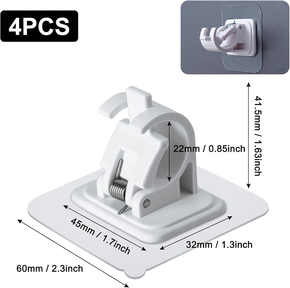 Vortaz Self-Adhesive Curtain Rod Brackets White No Drilling