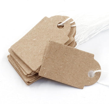200-Pack Brown Kraft Paper Gift Tags 15x25mm with Elastic String