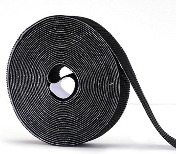 Vortaz Self-Adhesive Hook and Loop Tape Roll 2cm x 600cm Black