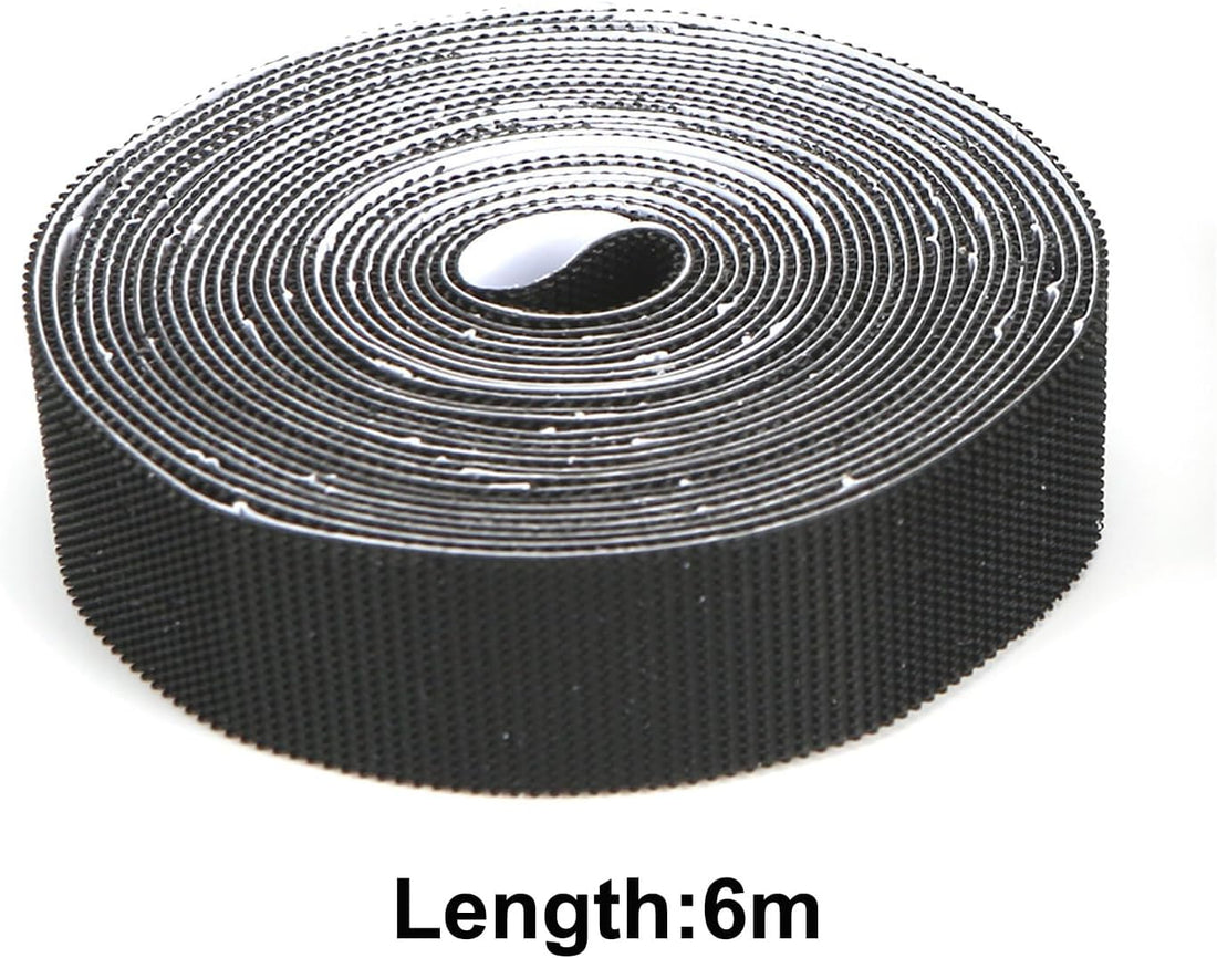 Vortaz Self-Adhesive Hook and Loop Tape Roll 2cm x 600cm Black