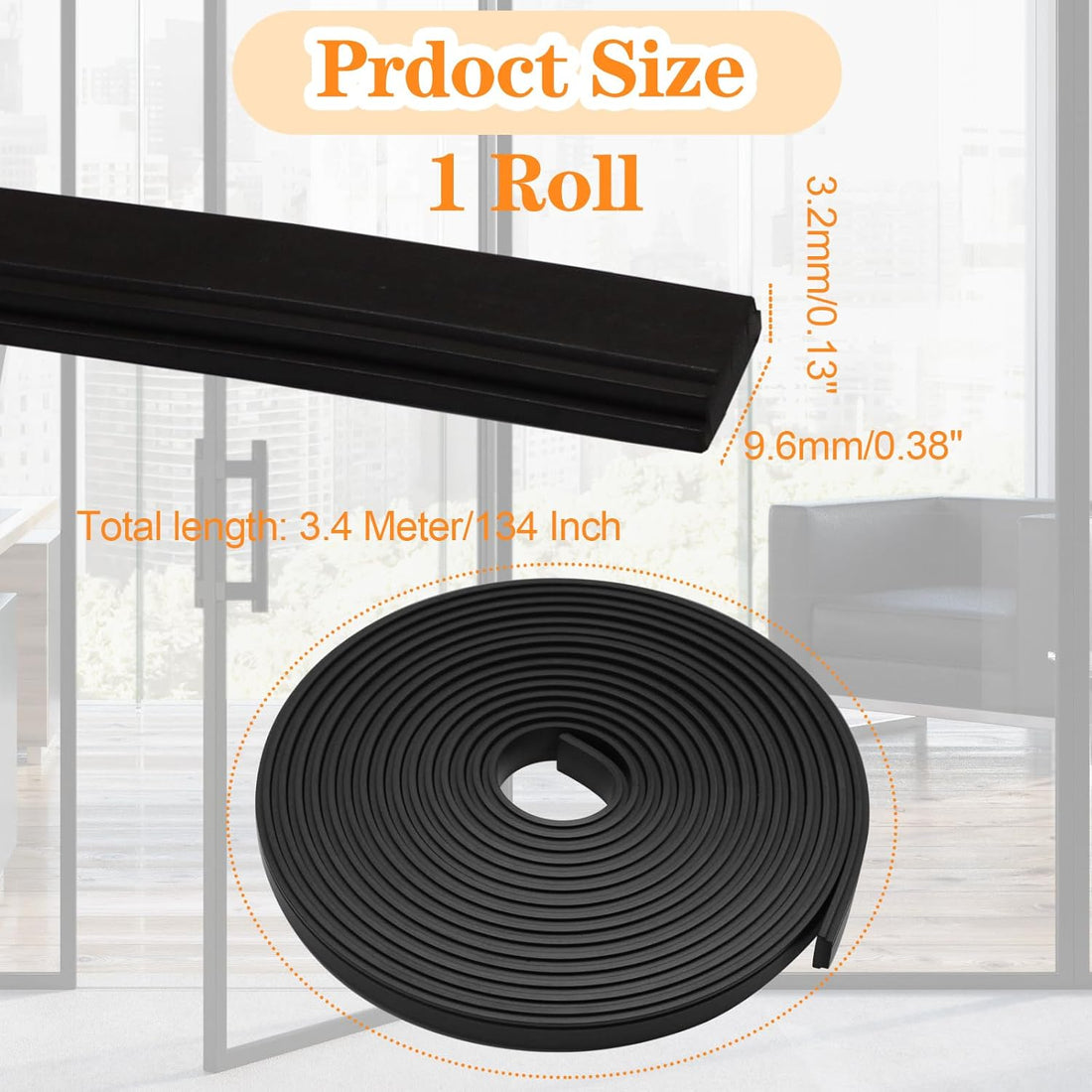 Vortaz Flexible Shower Door Magnetic Strip 134 Inch Black