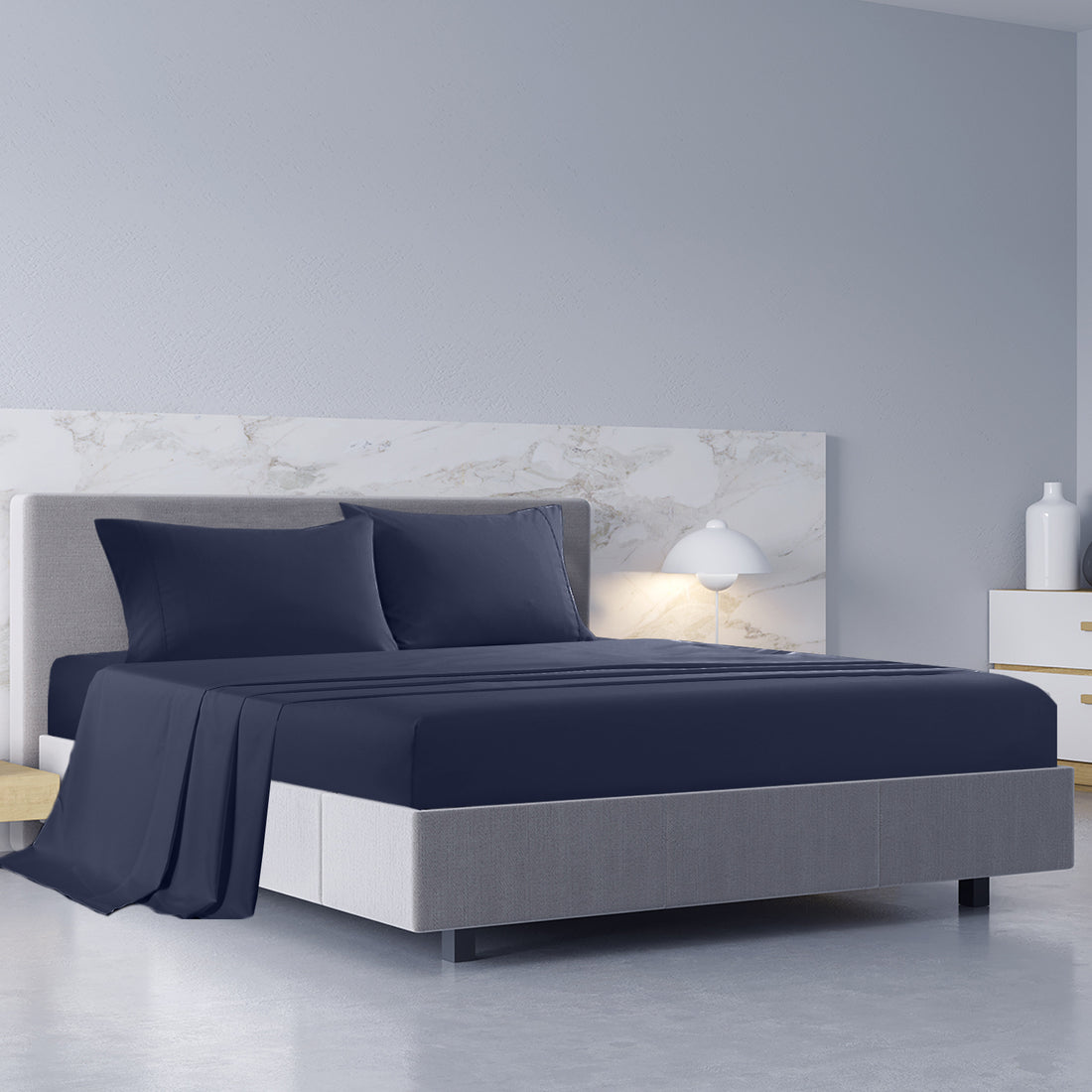 Royal Comfort Bamboo Cotton Sheet Set 1000TC Queen Royal Blue