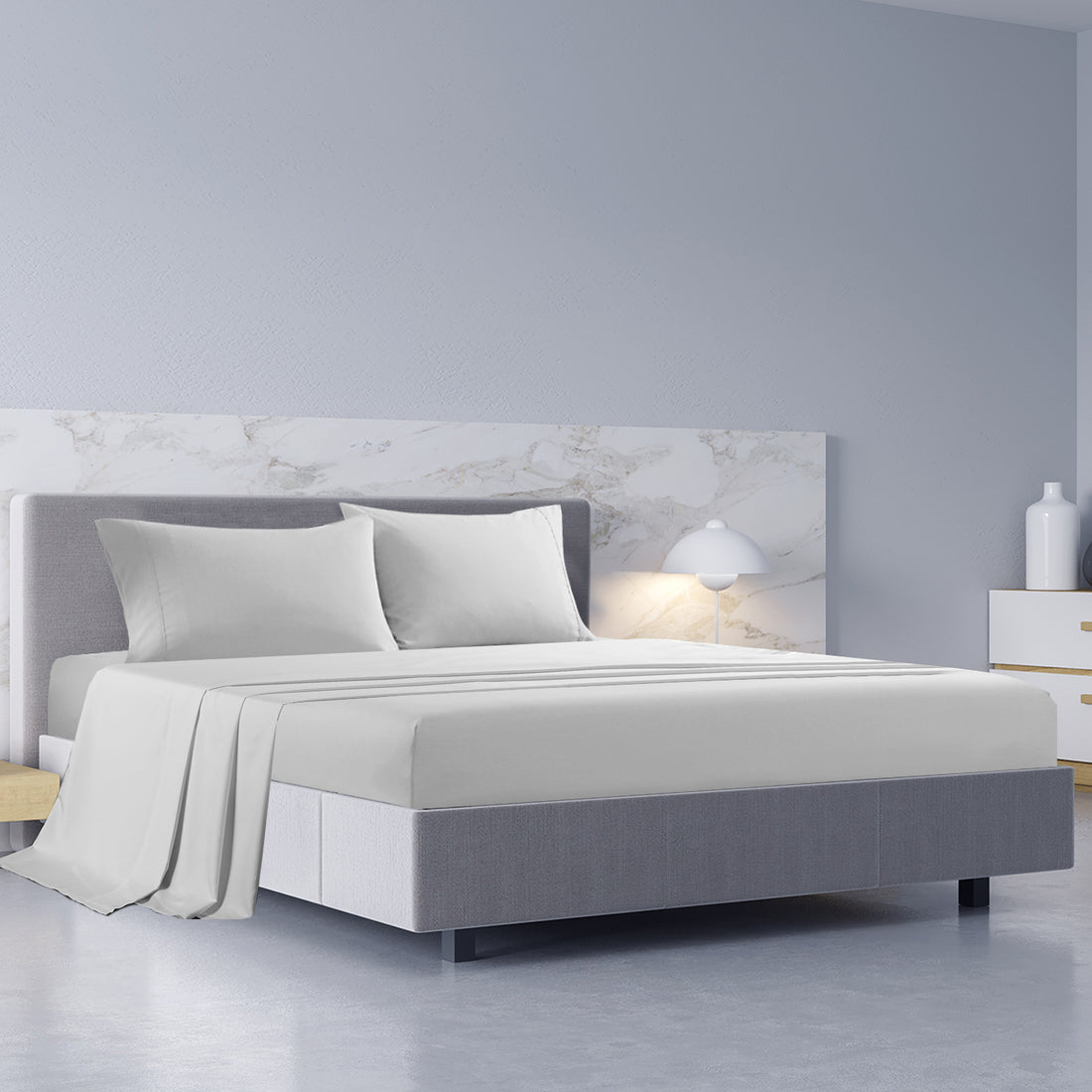 Royal Comfort Bamboo Cotton Sheet Set 1000TC Queen Cool Grey