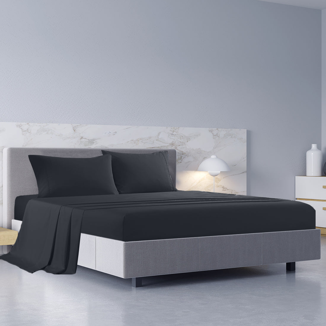 Royal Comfort Bamboo Cotton Sheet Set 1000TC Queen Charcoal