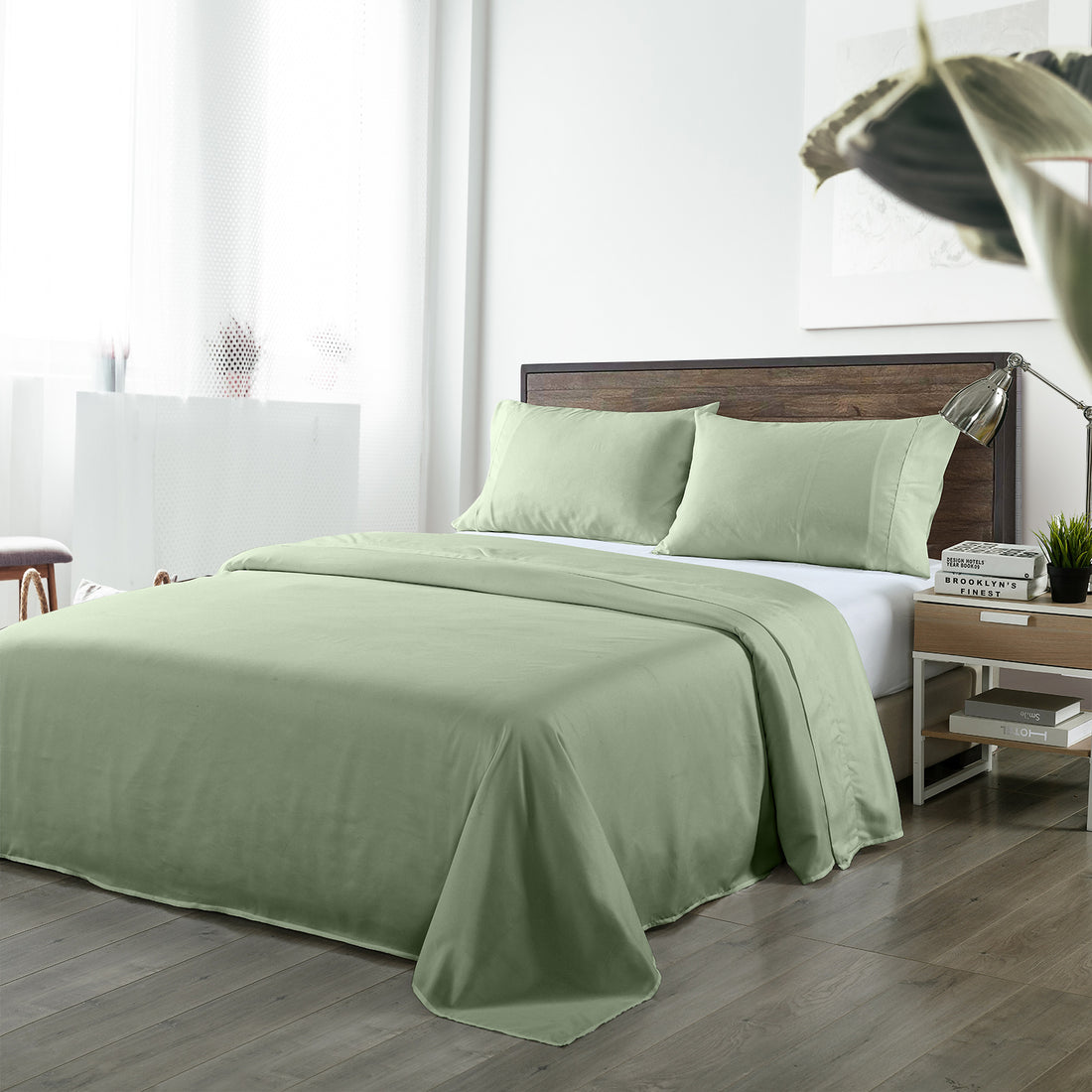 Royal Comfort Bamboo Sheet Set 1000TC Queen Sage Green