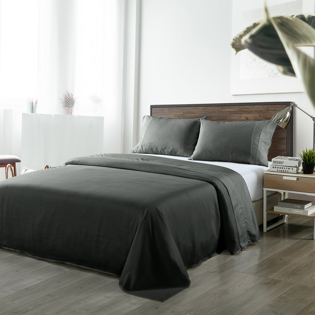 Royal Comfort Bamboo Sheet Set 1000TC King Charcoal