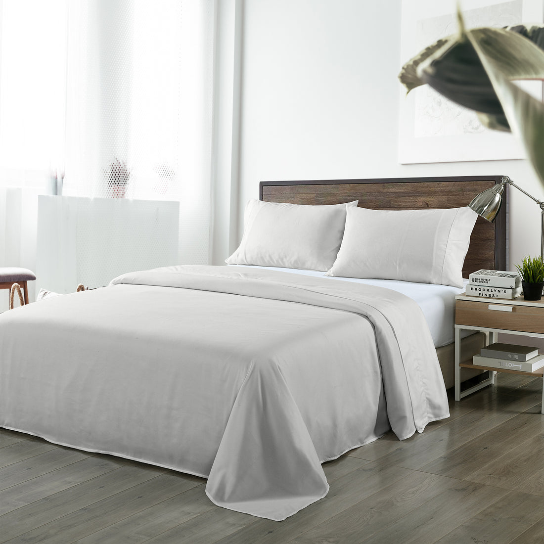Royal Comfort Bamboo Sheet Set 1000TC King Light Grey