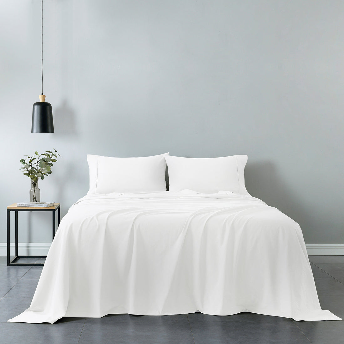 Royal Comfort Vintage Washed Cotton Sheet Set 100% Percale King White