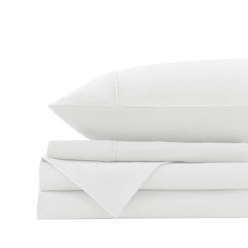 Royal Comfort Vintage Washed Cotton Sheet Set 100% Percale King White