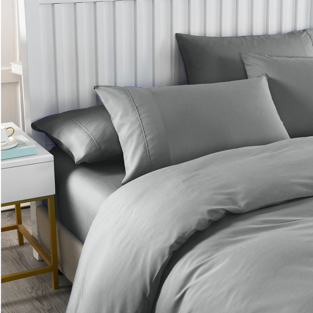 Royal Comfort Bamboo 6-Piece Sheet Set 2000TC Cooling Queen Grey
