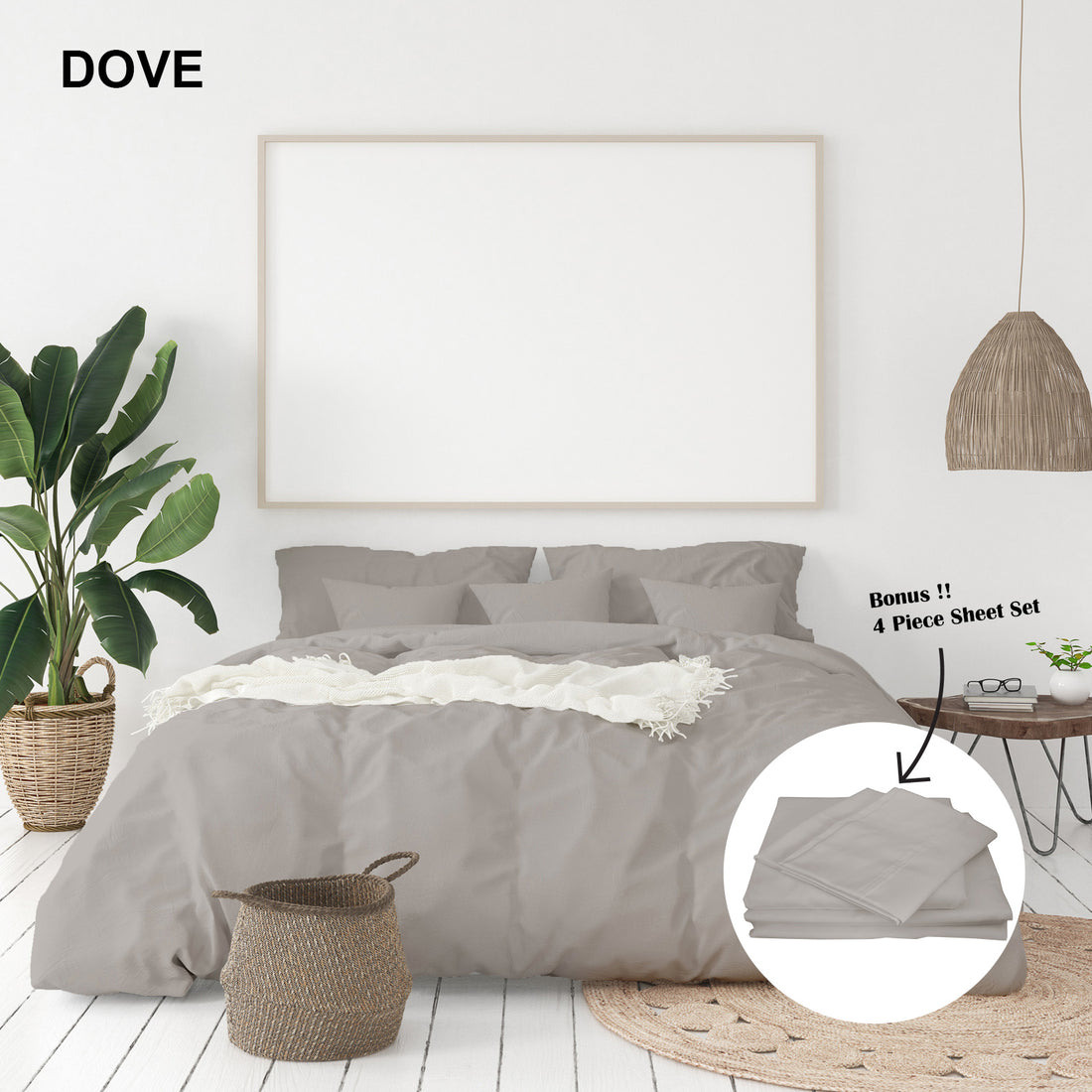 Royal Comfort 1000TC Bamboo Cotton Quilt Cover Set King Dove Grey