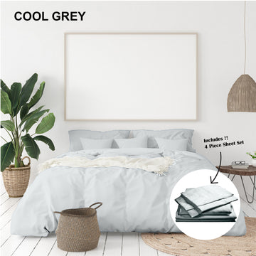 Royal Comfort 1000TC Bamboo Cotton Quilt Cover Set King Cool Grey