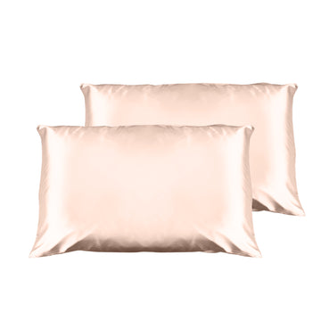 Casa Decor Luxury Satin Pillowcase Twin Pack Champagne Pink
