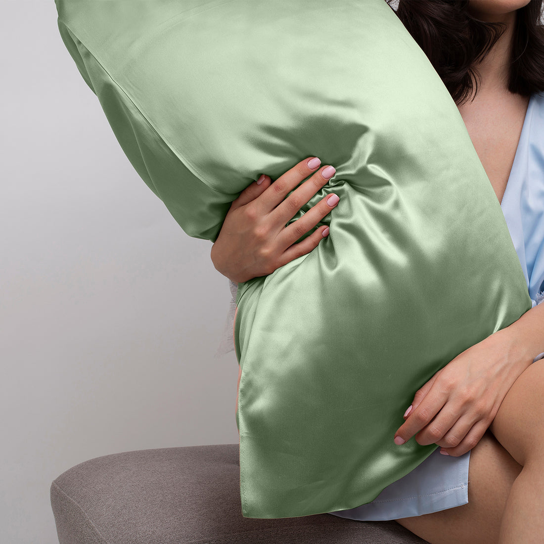Casa Decor Luxury Satin Pillowcase Twin Pack Sage Green