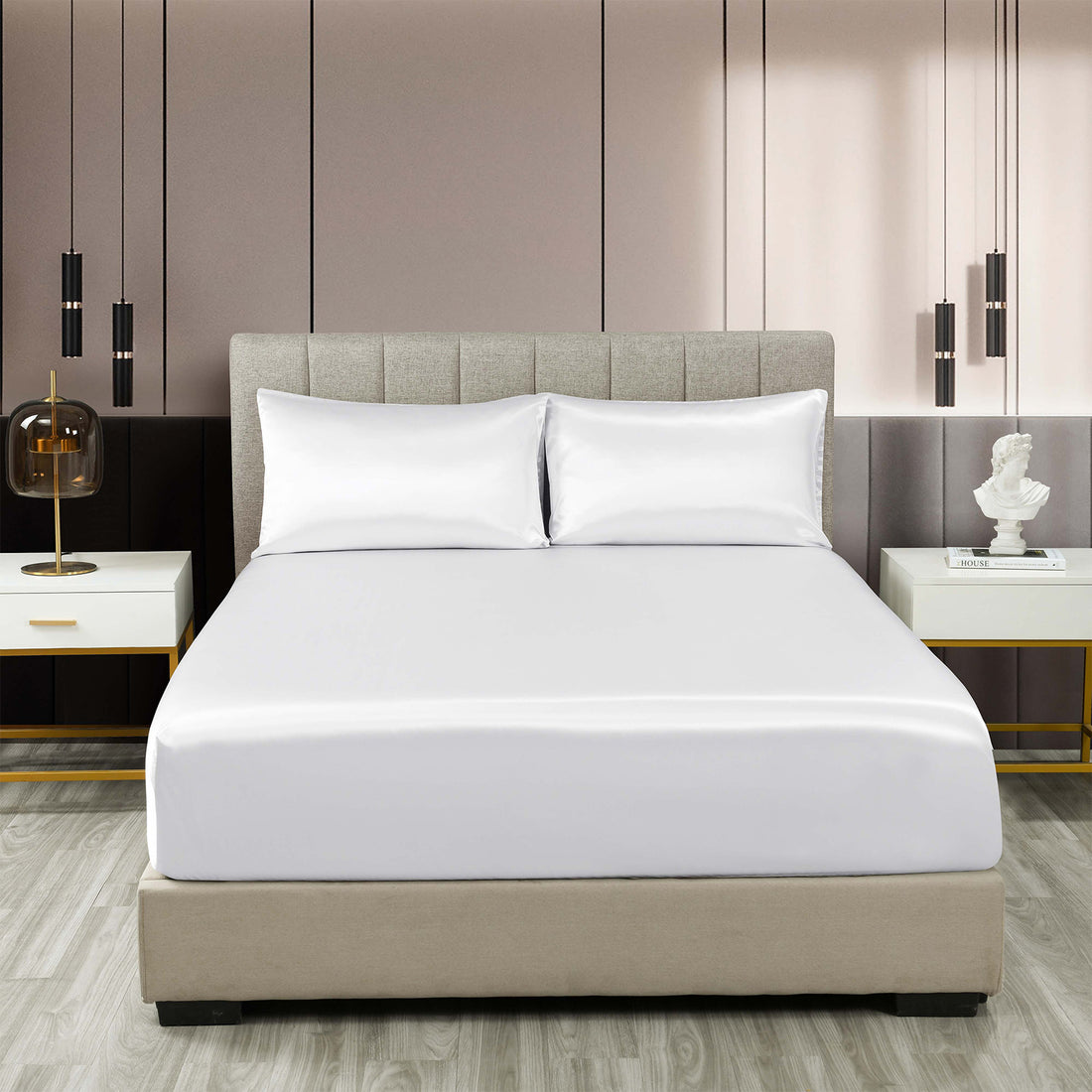 Royal Comfort Satin Sheet Set 3 Piece King White