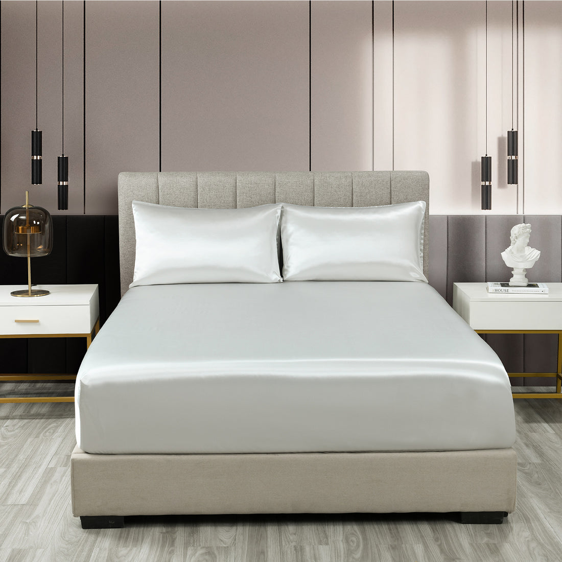 Royal Comfort Satin Sheet Set 3 Piece King Silver