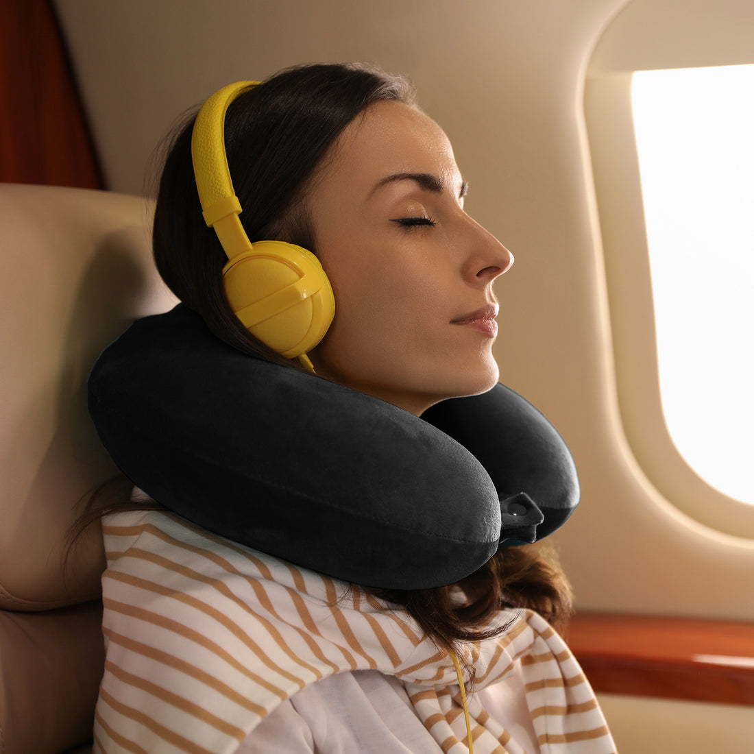 Milano Decor Memory Foam Travel Neck Pillow for Travel Comfort with Clip