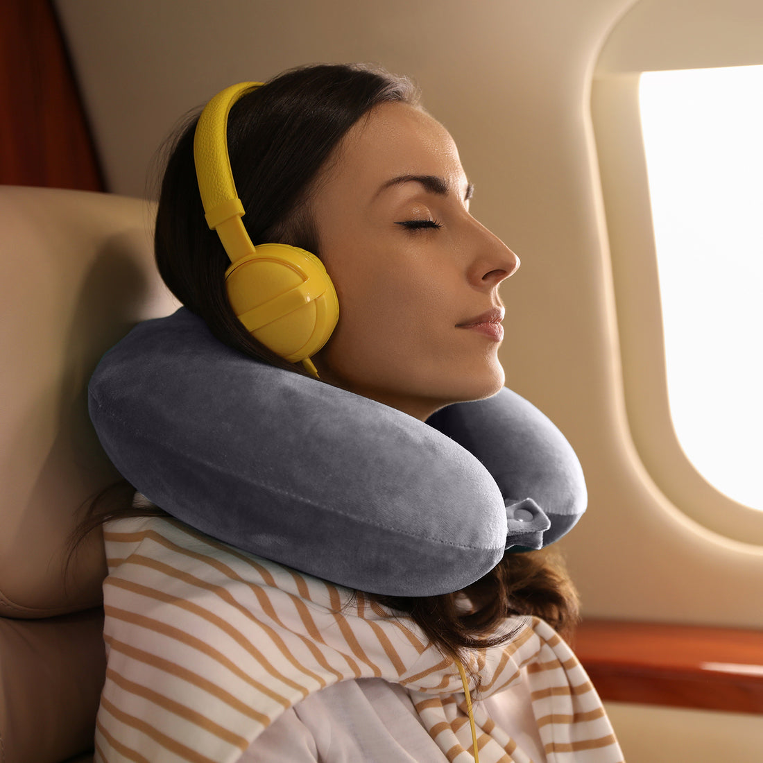 Milano Decor Memory Foam Travel Neck Pillow for Travel Comfort with Clip