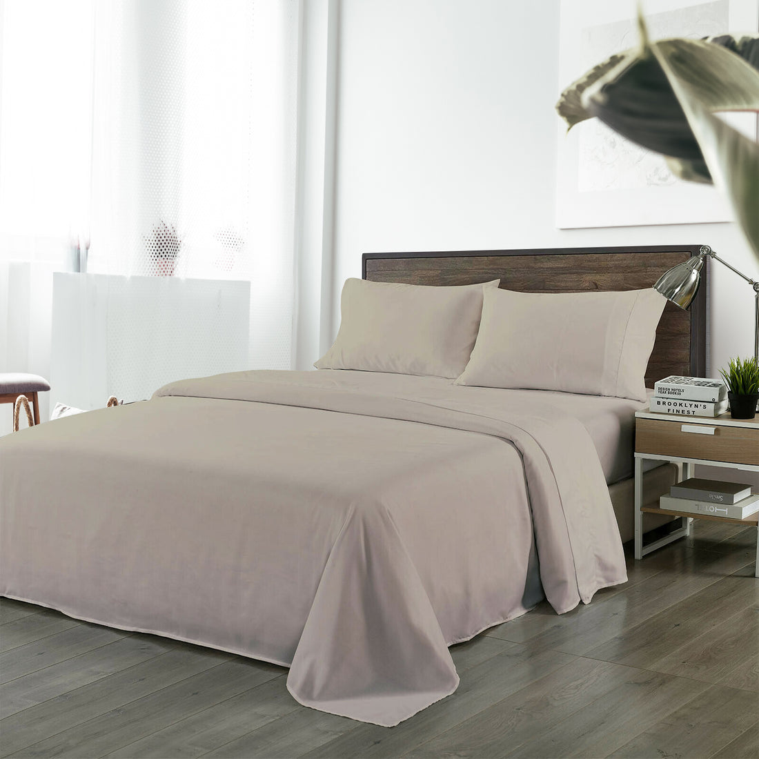 Royal Comfort Bamboo Sheet Set 1000TC Double Warm Grey