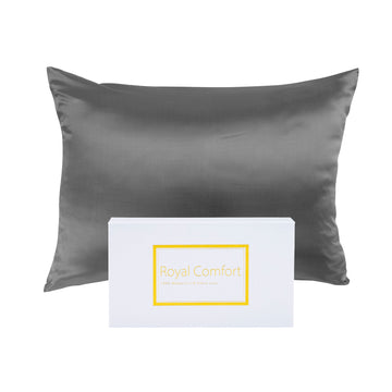 Royal Comfort Mulberry Silk Pillowcase Twin Pack 51x76cm Charcoal