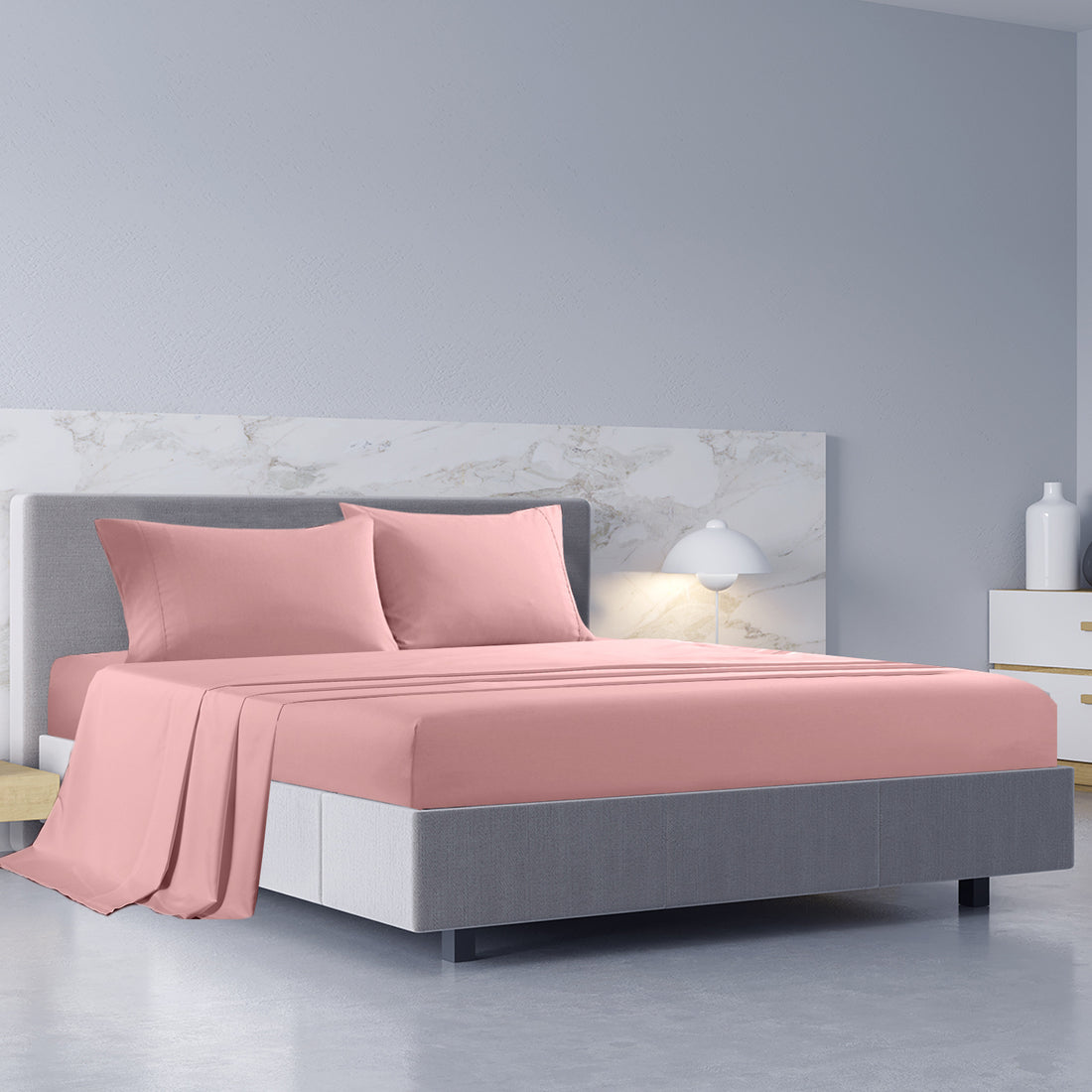 Royal Comfort 1000TC Bamboo Cotton Sheet Set King Blush Hotel Grade