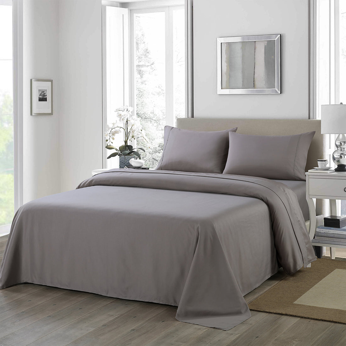 Royal Comfort Ultra Soft Sheet Set 1200TC Satin Weave King Charcoal