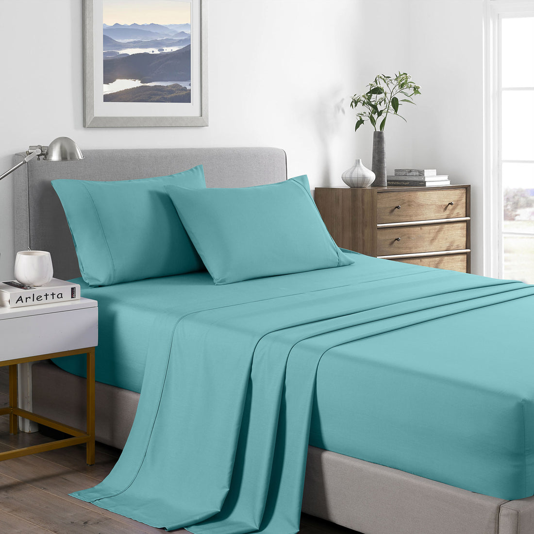 Royal Comfort Bamboo Cooling Sheet Set 2000TC Double Aqua